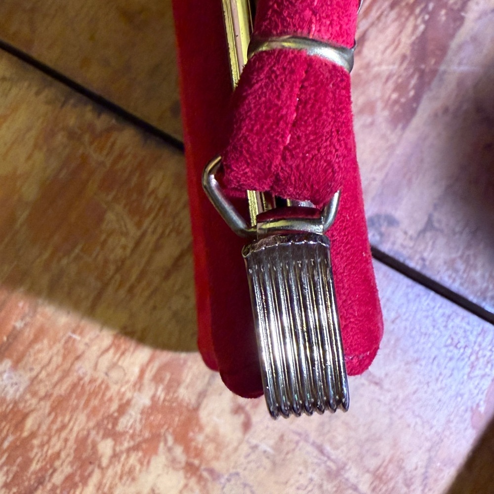 Vintage 60s Red Suede Women's Kisslock Bag - Picture 3 of 6